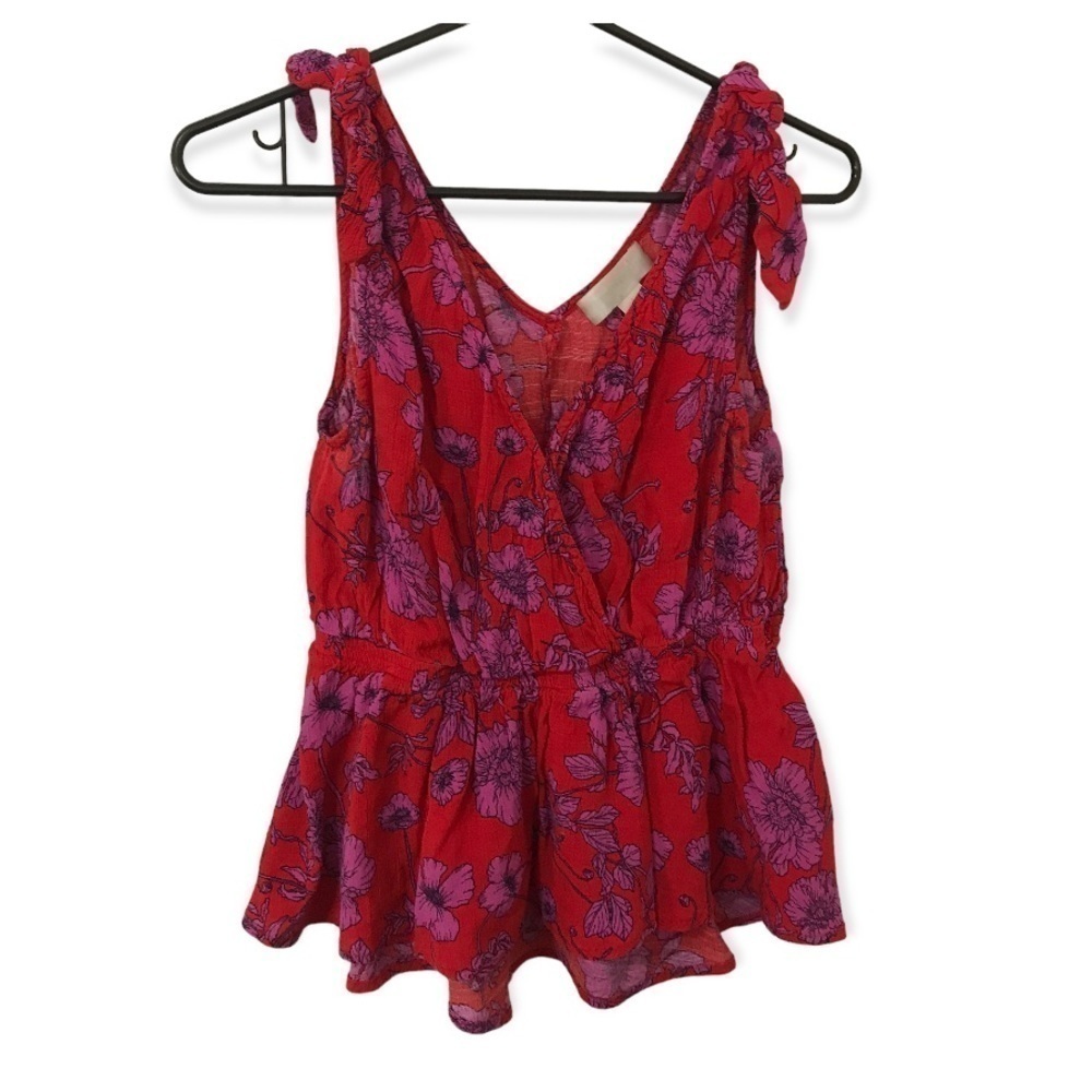 3/$15 band of gypsies red and purple floral sleeveless top